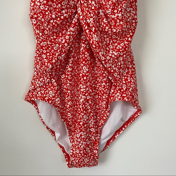 Michael Kors Floral Deep V-Twist Halter One-Piece - Picture 5 of 13